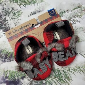 Dearforms Buffalo Check Baby Bear Closed Back Slipper size 6-9 months
